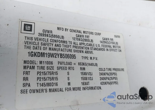 1GKDM19W2YB506095: 43743204