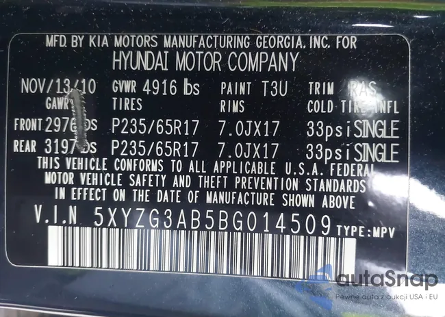 5XYZG3AB5BG014509: 43743357