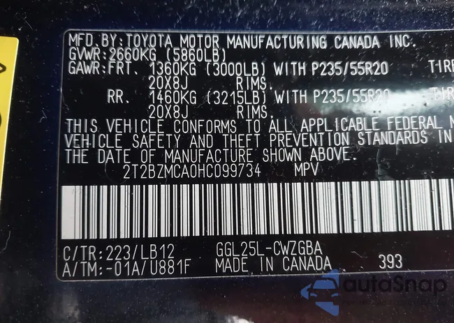 2T2BZMCA0HC099734: 43743384