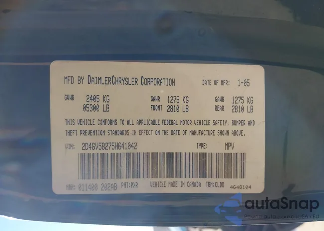 2D4GV58275H641042: 43743388