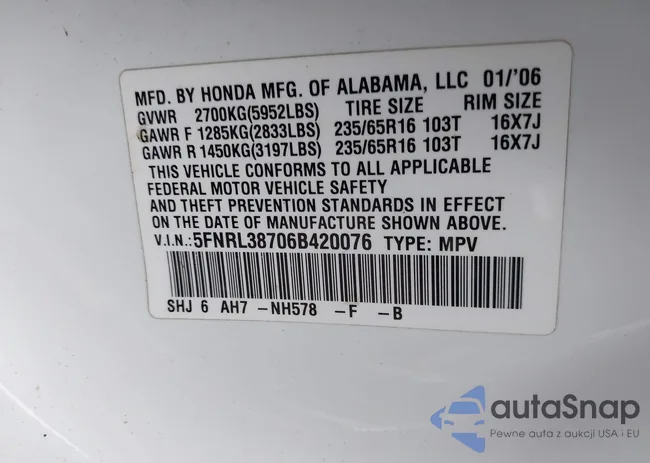 5FNRL38706B420076: 43742652
