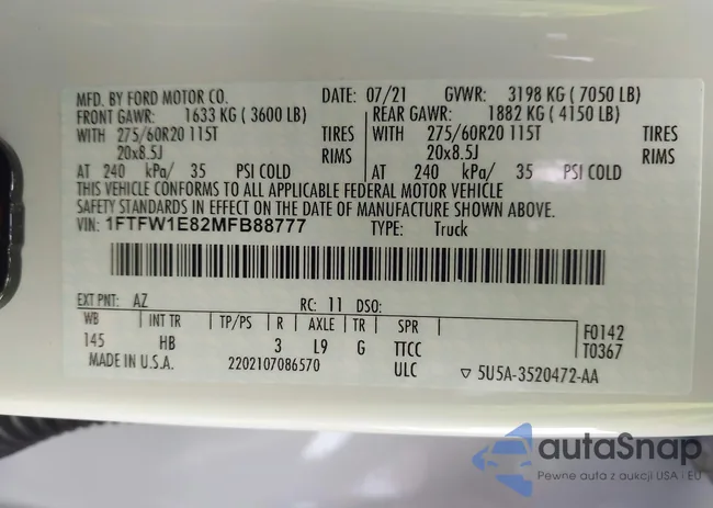 1FTFW1E82MFB88777: 43744273