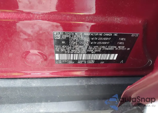 2T3P1RFV6SW519913: 43743713