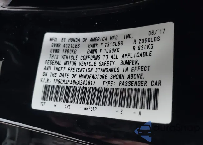 1HGCR2F58HA249817: 43743813