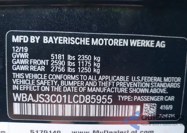 WBAJS3C01LCD85955: 43743848