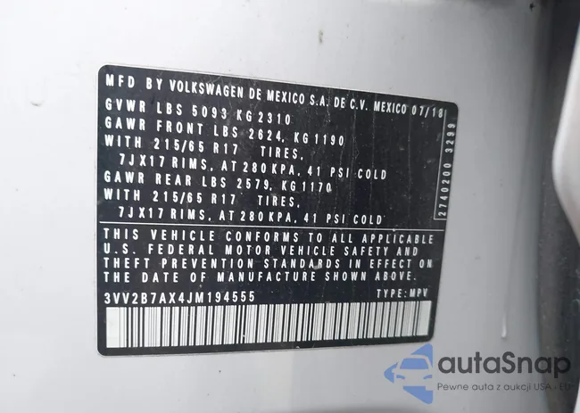 3VV2B7AX4JM194555: 43743868