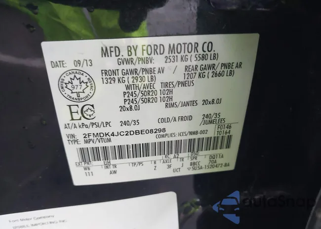 2FMDK4JC2DBE08298: 43745093