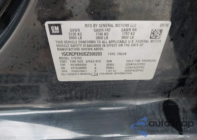 1GCRCPEH2GZ308203: 43745165