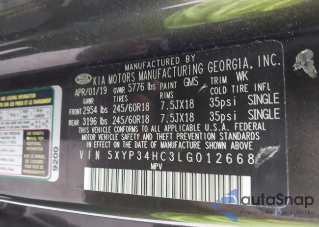 5XYP34HC3LG012668: 43745316