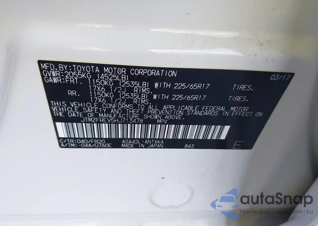 JTMZFREV5HJ713478: 43745334