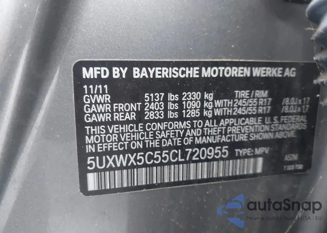 5UXWX5C55CL720955: 43745351