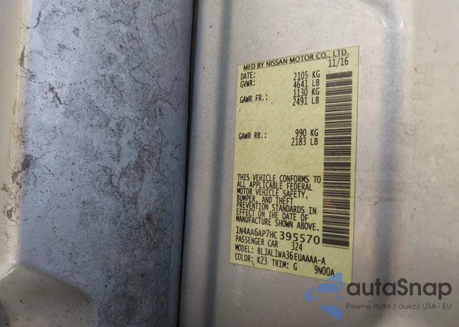 1N4AA6AP7HC395570: 43745357