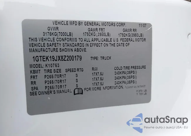 1GTEK19JX8Z200179: 43745416