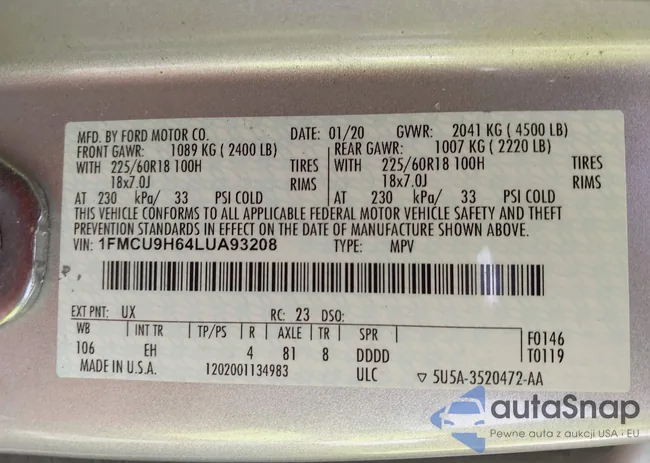 1FMCU9H64LUA93208: 43745478