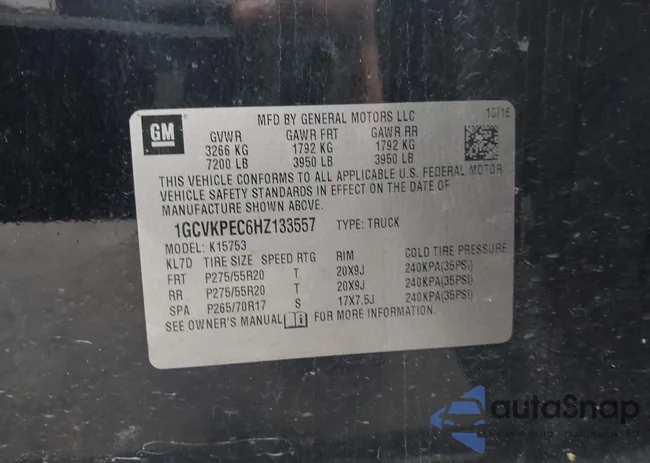 1GCVKPEC6HZ133557: 43745532