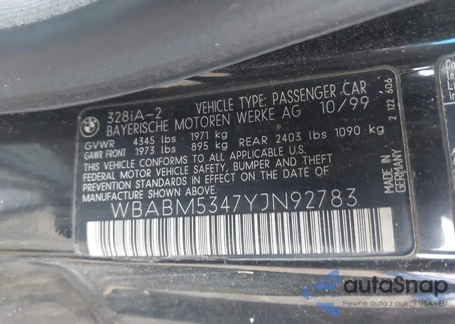 WBABM5347YJN92783: 43744770