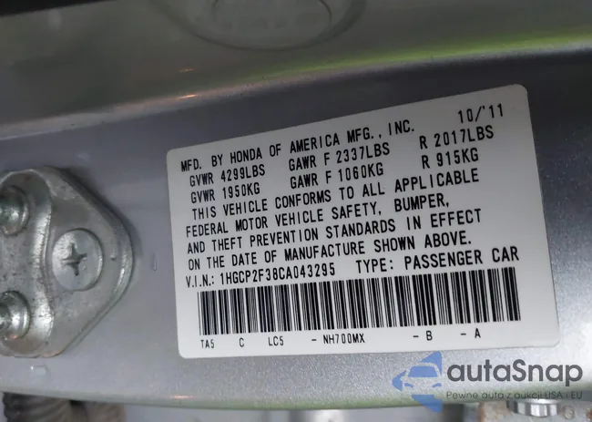 1HGCP2F38CA043295: 43744792