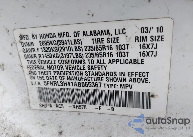 5FNRL3H41AB065367: 43744867