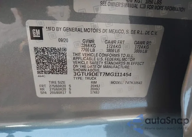 3GTU9DET7MG111454: 43745005