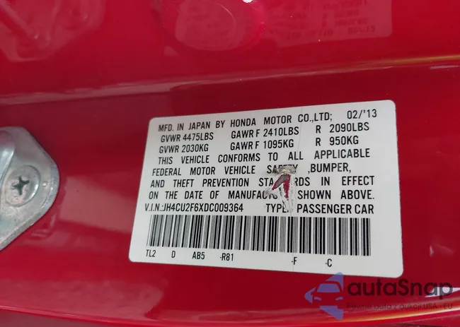 JH4CU2F6XDC009364: 43746075