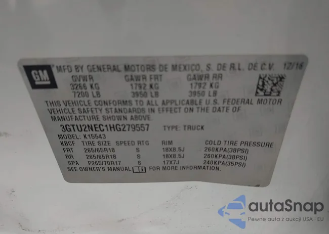 3GTU2NEC1HG279557: 43746160