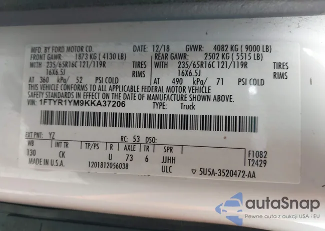 1FTYR1YM9KKA37206: 43746193