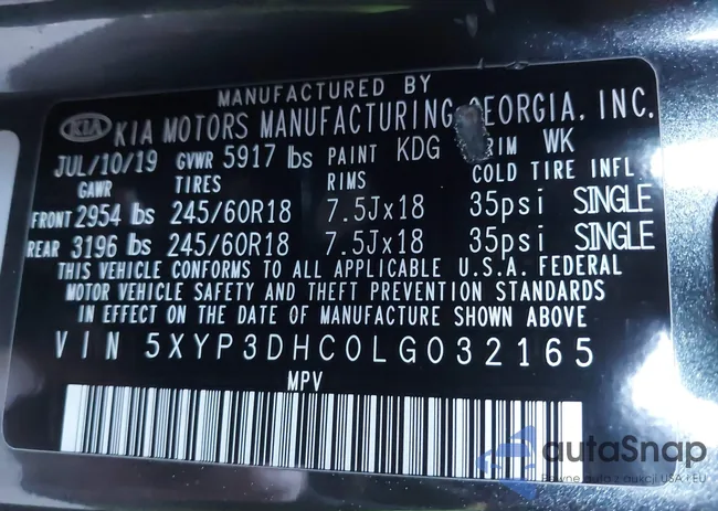 5XYP3DHC0LG032165: 43746250