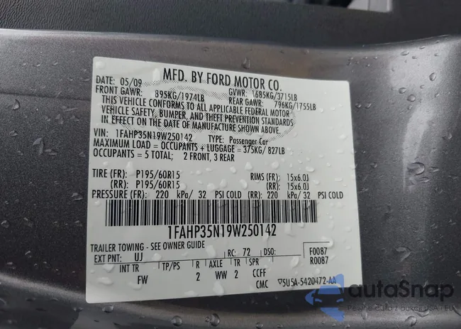 1FAHP35N19W250142: 43746357