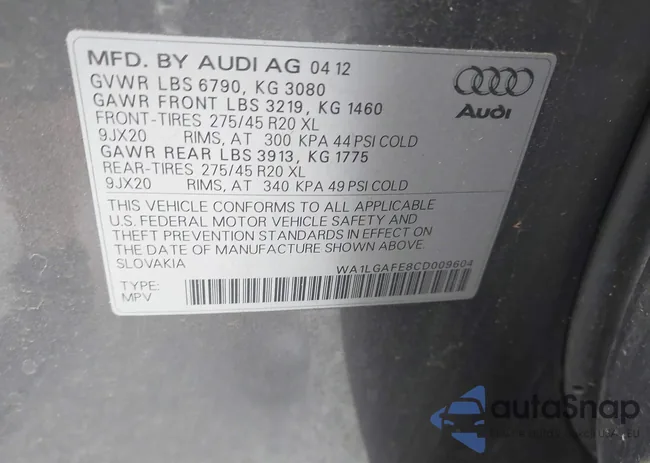 WA1LGAFE8CD009604: 43746000