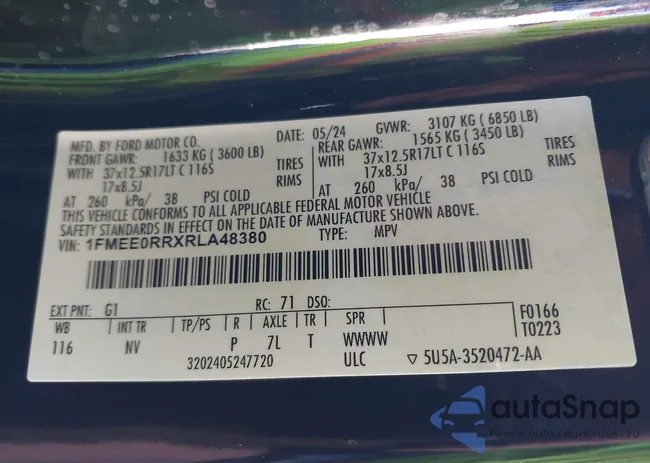 1FMEE0RRXRLA48380: 43747269