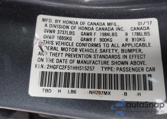 2HGFC2F51HH515257: 43747327