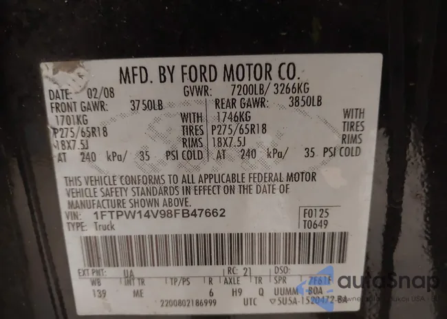 1FTPW14V98FB47662: 43747465