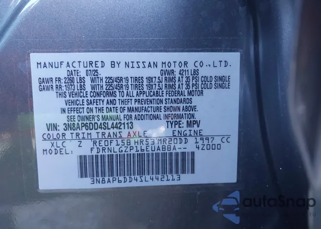 3N8AP6DD4SL442113: 43747550