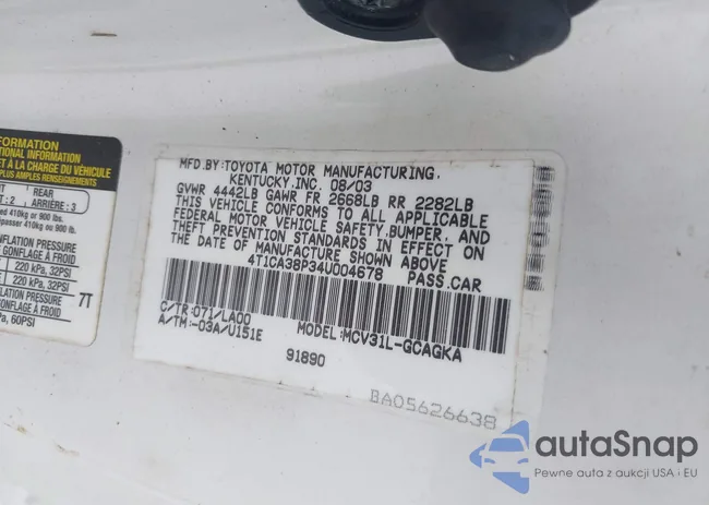 4T1CA38P34U004678: 43747616