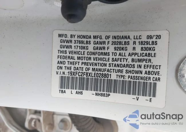 19XFC2F8XLE028801: 43746778