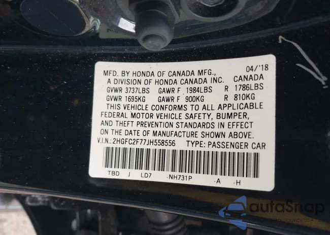 2HGFC2F77JH558556: 43746871