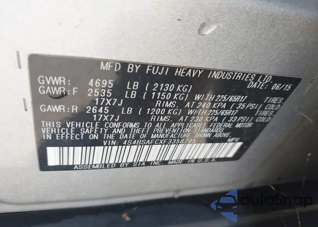 4S4BSAFCXF3358705: 43748113