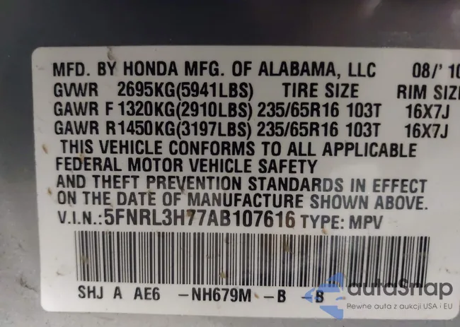 5FNRL3H77AB107616: 43748171