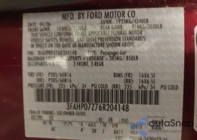 3FAHP07Z76R204148: 43748285