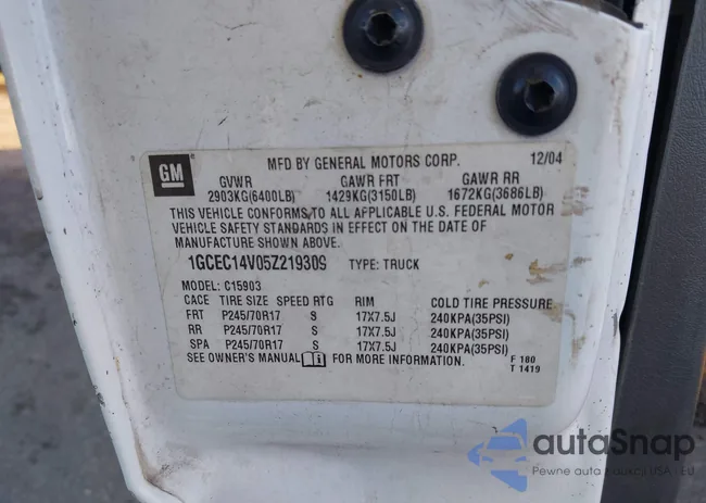 1GCEC14V05Z219309: 43748361