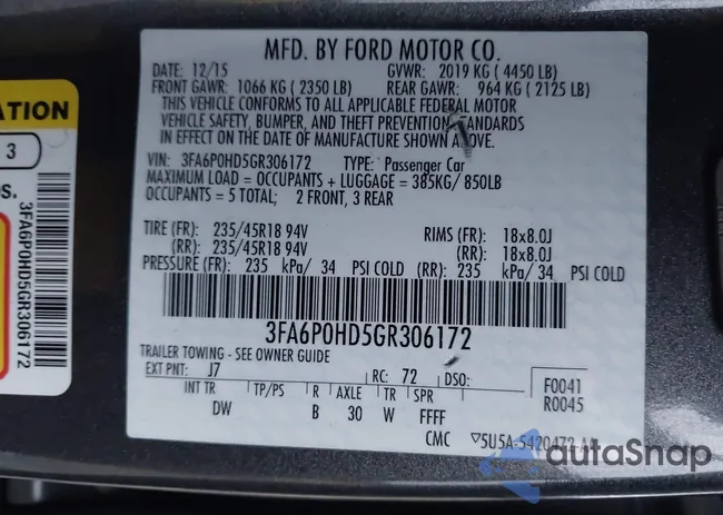 3FA6P0HD5GR306172: 43747657