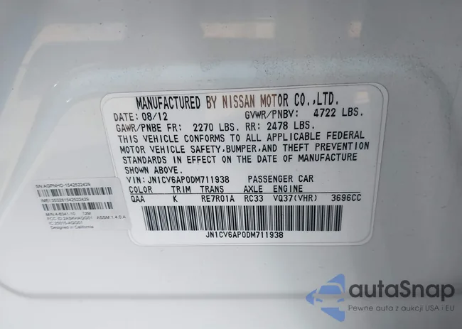 JN1CV6AP0DM711938: 43747875