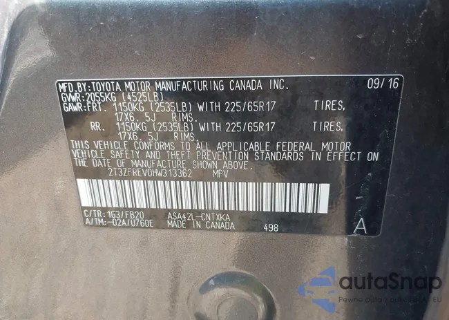 2T3ZFREV0HW313362: 43747916