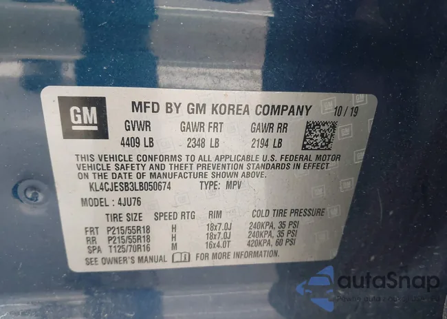 KL4CJESB3LB050674: 43749290