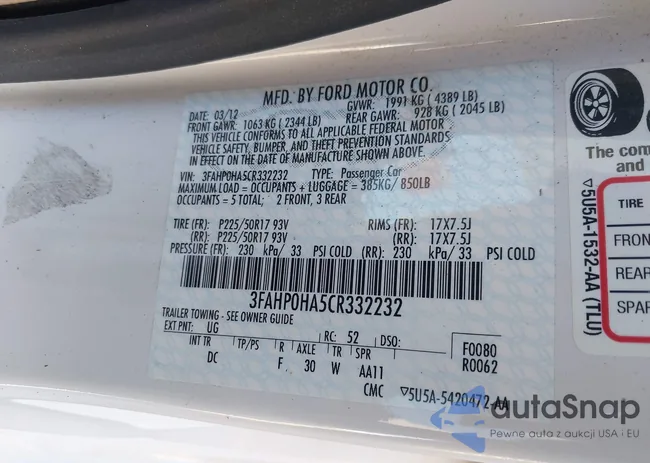 3FAHP0HA5CR332232: 43749617