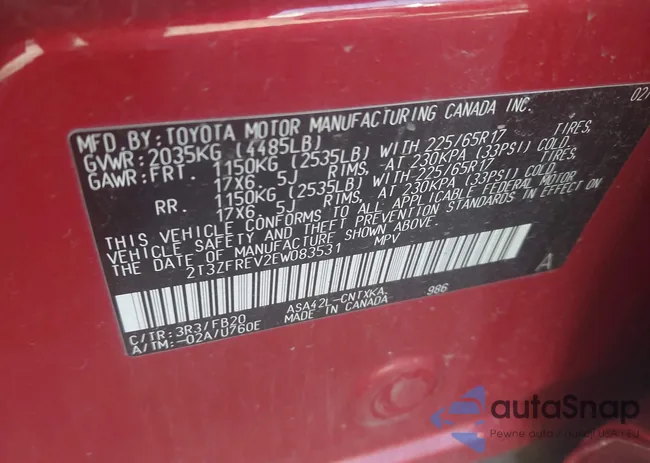 2T3ZFREV2EW083531: 43748641