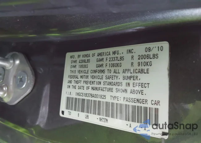 1HGCS1B37BA001925: 43748732