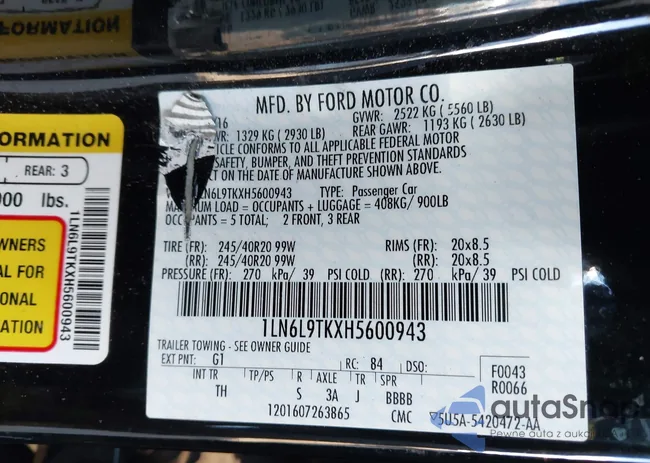 1LN6L9TKXH5600943: 43748765