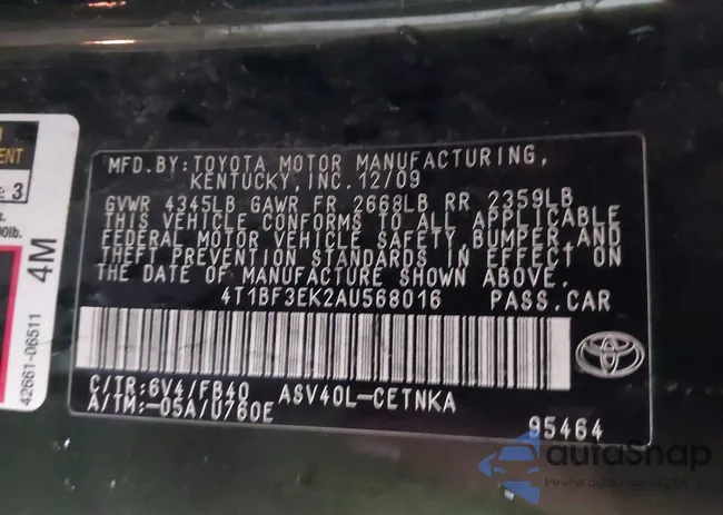 4T1BF3EK2AU568016: 43748780