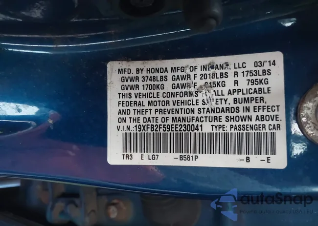 19XFB2F59EE230041: 43750080